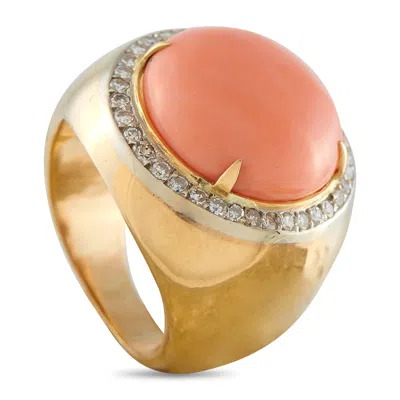 Lb Exclusive 14k Yellow Gold 0.75ct Diamond And Coral Ring Mf32-043026 In Purple