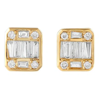Pre-owned Lb Exclusive 14k Yellow Gold 0.75ct Diamond Cluster Square Stud Earrings Er30543-y