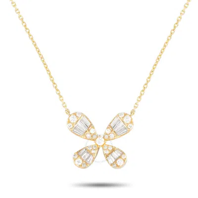 Lb Exclusive 14k Yellow Gold 0.75ct Diamond Four Petal Flower Necklace Pn15415 Y In Multi-color