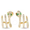 Lb Exclusive 14k Yellow Gold 0.90ct Diamond And Emerald Serpent Earrings Er208505 Y