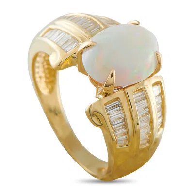 Lb Exclusive 14k Yellow Gold 0.95ct Diamond And Opal Ring Mf19-050626 In White