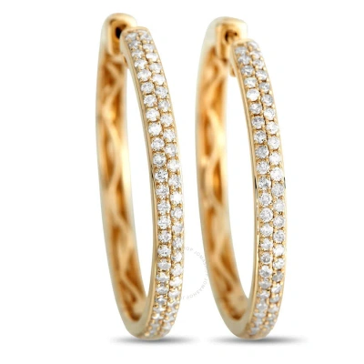 Lb Exclusive 14k Yellow Gold 1.0ct Diamond Hoop Earrings In Multi-color