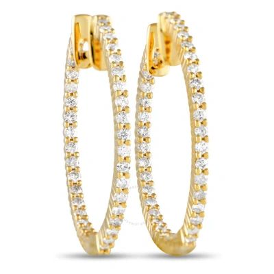 Lb Exclusive 14k Yellow Gold 1.0ct Diamond Inside Out Hoop Earrings In Multi-color