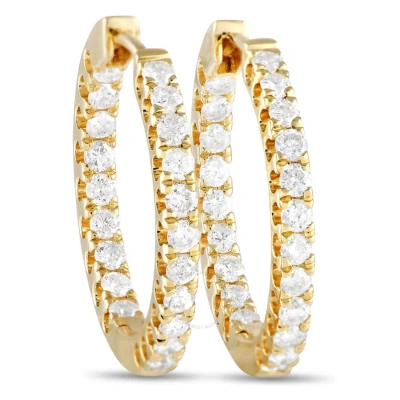 Lb Exclusive 14k Yellow Gold 1.0ct Diamond Inside Out Hoop Earrings In Multi-color