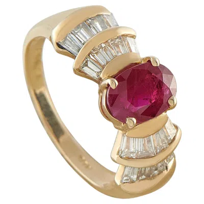 Pre-owned Lb Exclusive 14k Yellow Gold 1.0ct Diamond And Ruby Cocktail Ring Mf10-070826