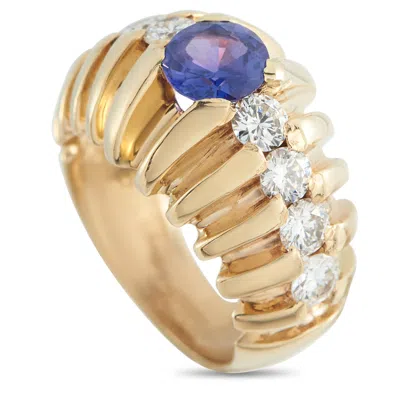 Lb Exclusive 14k Yellow Gold 1.12ct Diamond And Sapphire Ring Mf36-051526