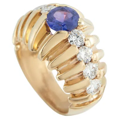 Pre-owned Lb Exclusive 14k Yellow Gold 1.12ct Diamond And Sapphire Ring Mf36-051526