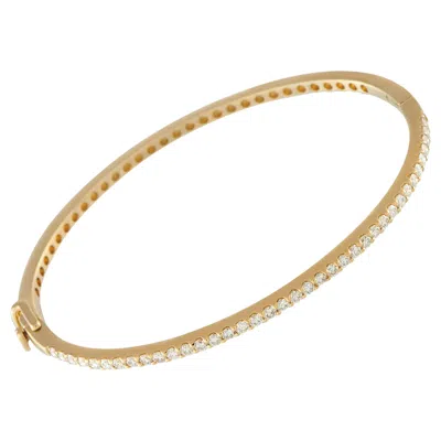 Pre-owned Lb Exclusive 14k Yellow Gold 1.12ct Diamond Bangle Bracelet Mf22-111325
