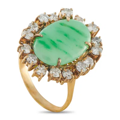 Lb Exclusive 14k Yellow Gold 1.28ct Diamond And Jade Ring Mf24-050626