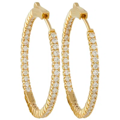 Pre-owned Lb Exclusive 14k Yellow Gold 1.30ct Diamond Inside-out Hoop Earrings