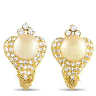 Lb Exclusive 14k Yellow Gold 1.50ct Diamond And Golden Pearl Earrings Mf02-090525