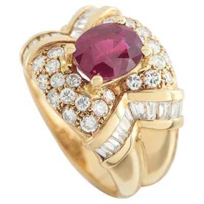 Pre-owned Lb Exclusive 14k Yellow Gold 1.57ct Diamond And Ruby Ring Mf40-051526