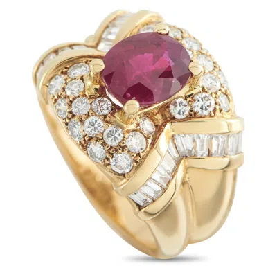 Lb Exclusive 14k Yellow Gold 1.57ct Diamond And Ruby Ring Mf40-051526 In Purple