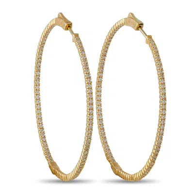 LB EXCLUSIVE 14K YELLOW GOLD 1.80CT DIAMOND INSIDE-OUT HOOP EARRINGS MF19-111825