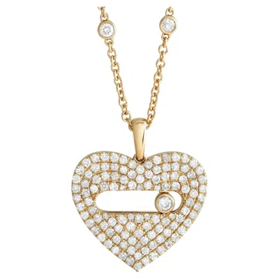 Pre-owned Lb Exclusive 14k Yellow Gold 2.10ct Diamond Pav Heart Necklace