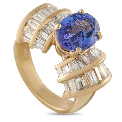 Lb Exclusive 14k Yellow Gold 2.20ct Diamond And Tanzanite Cocktail Ring Mf12-062626