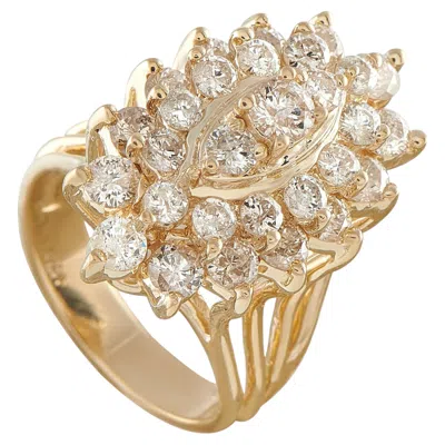 Pre-owned Lb Exclusive 14k Yellow Gold 2.80ct Diamond Cluster Cocktail Ring Mf18-070726