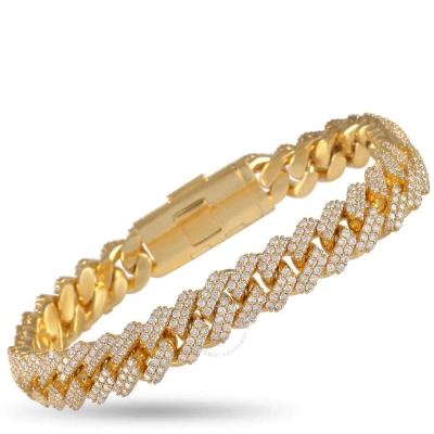 Lb Exclusive 14k Yellow Gold 8.94 Ct Diamond Cuban Link Bracelet In Multi-color
