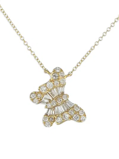 Pre-owned Lb Exclusive 14k Yellow Gold Butterfly Diamond Necklace