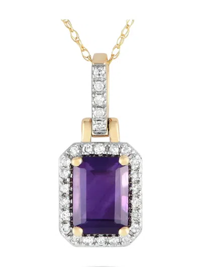 Pre-owned Lb Exclusive 14k Yellow Gold Diamond And Amethyst Pendant Necklace