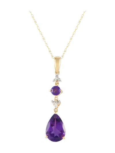 Pre-owned Lb Exclusive 14k Yellow Gold Diamond And Amethyst Pendant Necklace
