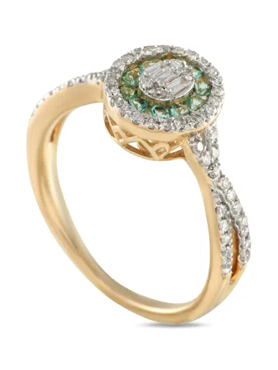 Pre-owned Lb Exclusive 14k Yellow Gold Diamond And Emerald Ring