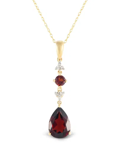 Pre-owned Lb Exclusive 14k Yellow Gold Diamond And Garnet Necklace