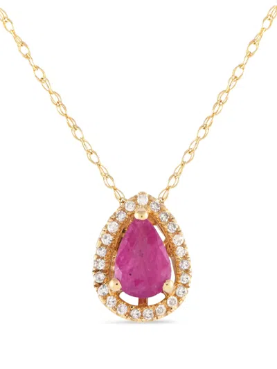 Pre-owned Lb Exclusive 14k Yellow Gold Diamond And Ruby Necklace