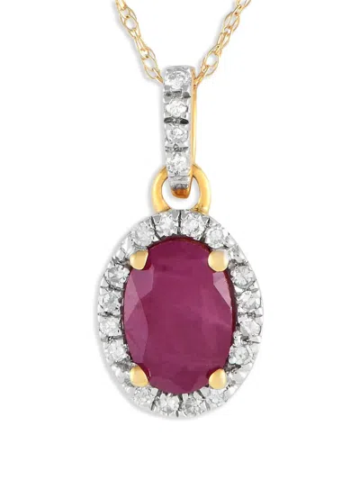 Pre-owned Lb Exclusive 14k Yellow Gold Diamond And Ruby Necklace