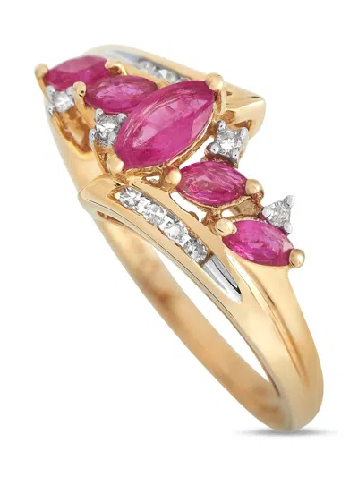 Pre-owned Lb Exclusive 14k Yellow Gold Diamond And Ruby Ring