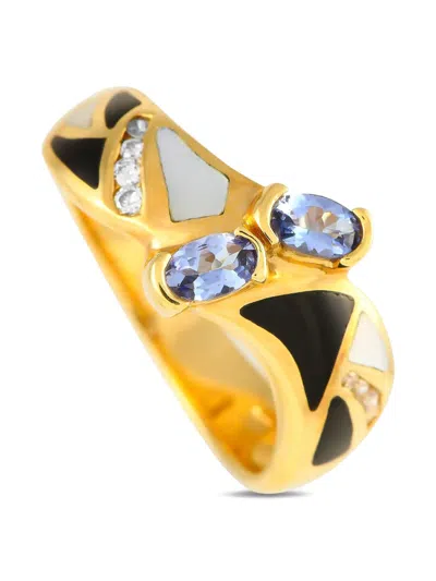 Pre-owned Lb Exclusive 14k Yellow Gold Diamond And Tanzanite Ring