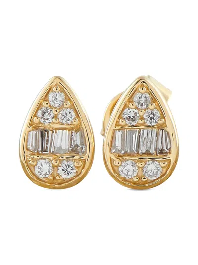 Pre-owned Lb Exclusive 14k Yellow Gold Diamond Cluster Studded Earrings