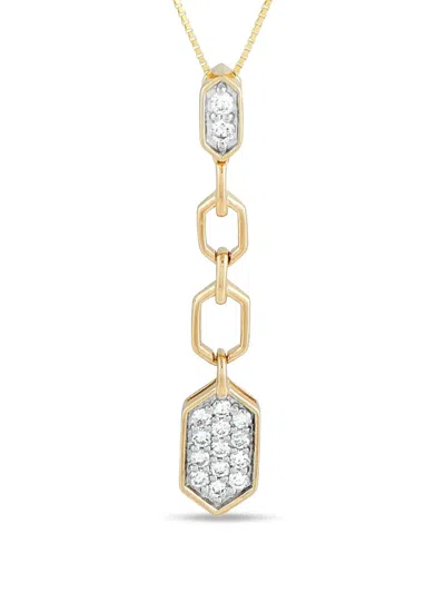 Pre-owned Lb Exclusive 14k Yellow Gold Diamond Hexagons Necklace