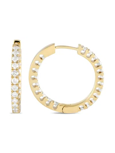 Pre-owned Lb Exclusive 14k Yellow Gold Diamond Hoop Earrings