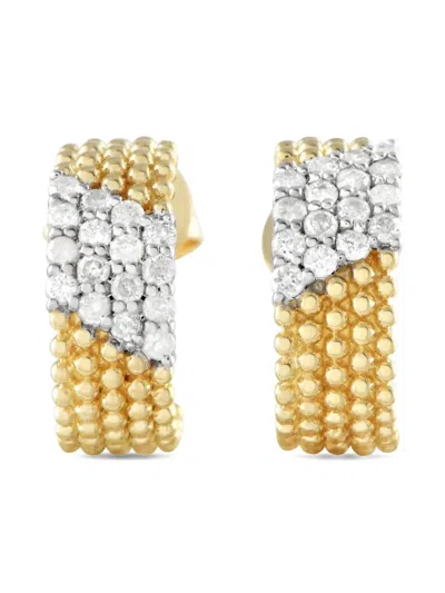 Pre-owned Lb Exclusive 14k Yellow Gold Diamond Hoop Earrings