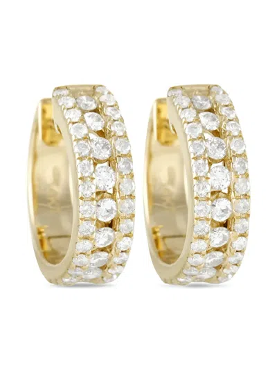 Pre-owned Lb Exclusive 14k Yellow Gold Diamond Huggie Earrings