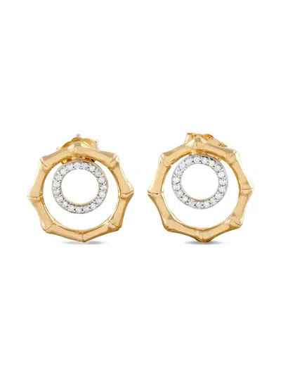 Pre-owned Lb Exclusive 14k Yellow Gold Diamond Octagon Earrings