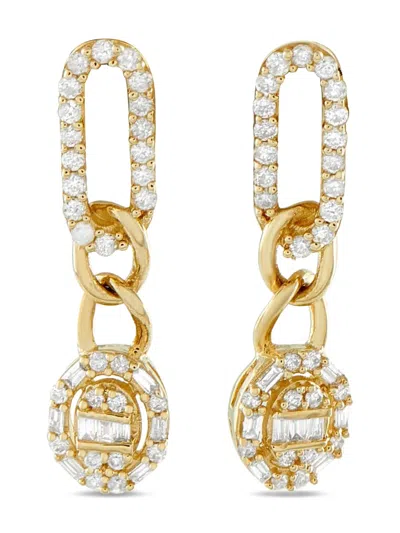 Pre-owned Lb Exclusive 14k Yellow Gold Diamond Oval Drop Earrings