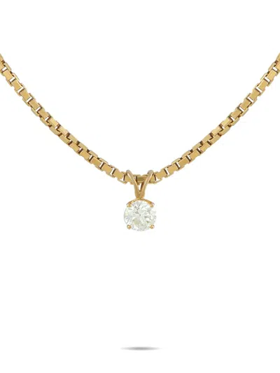 Pre-owned Lb Exclusive 14k Yellow Gold Diamond Solitaire Necklace