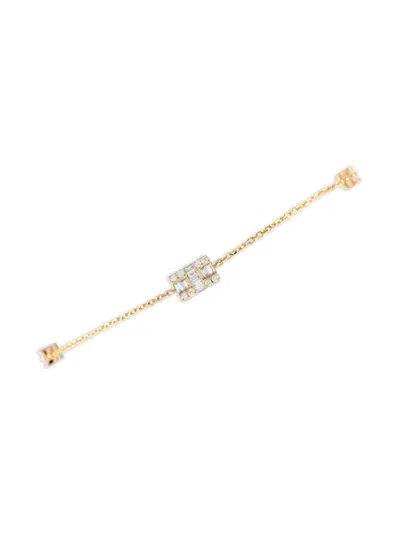 Pre-owned Lb Exclusive 14k Yellow Gold Diamond Station Bracelet