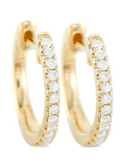 Pre-owned Lb Exclusive 14k Yellow Gold Diamonds Hoop Earrings