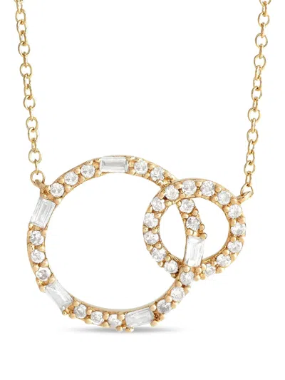Pre-owned Lb Exclusive 14k Yellow Gold Double Hoop Diamond Necklace