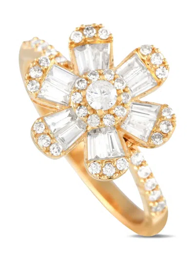 Pre-owned Lb Exclusive 14k Yellow Gold Flower Diamond Ring