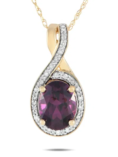 Pre-owned Lb Exclusive 14k Yellow Gold Garnet And Diamond Necklace In Pink