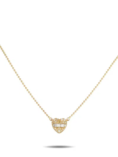 Pre-owned Lb Exclusive 14k Yellow Gold Heart Diamond Necklace