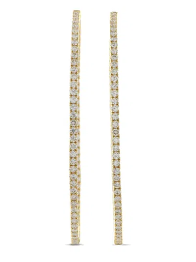 Pre-owned Lb Exclusive 14k Yellow Gold Hoop Diamonds Earrings In 金色