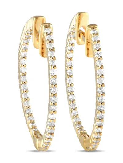 Pre-owned Lb Exclusive 14k Yellow Gold Inside-out Diamond Hoop Earrings In 金色
