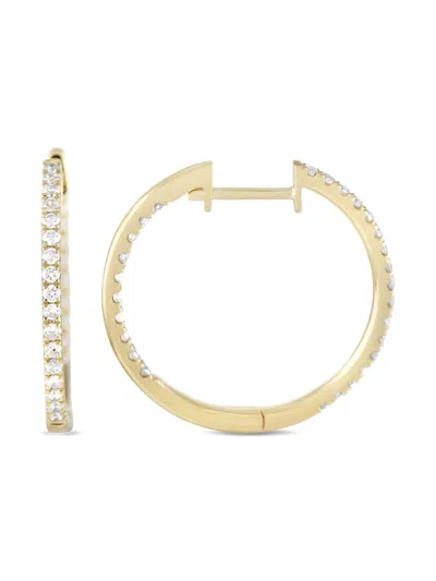 Pre-owned Lb Exclusive 14k Yellow Gold Inside-out Diamond Hoop Earrings