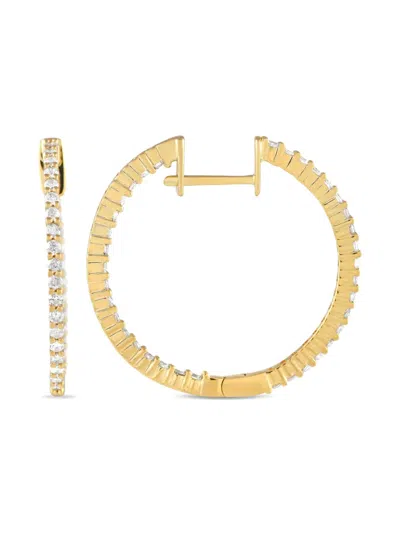 Pre-owned Lb Exclusive 14k Yellow Gold Inside-out Diamond Hoop Earrings