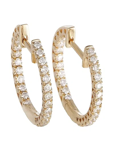 Pre-owned Lb Exclusive 14k Yellow Gold Inside-out Hoop Diamond Earrings